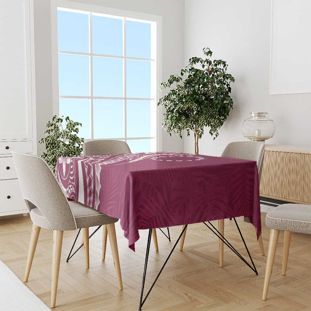 Kia Orana Cook Islands Tablecloth Maroon Plumeria Tropical Waves LT7 - Polynesian Pride