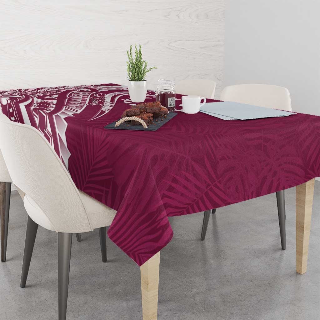 Kia Orana Cook Islands Tablecloth Maroon Plumeria Tropical Waves LT7 - Polynesian Pride