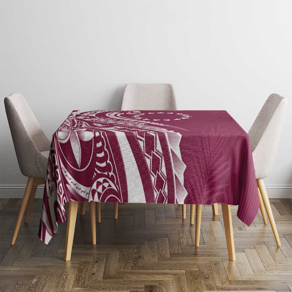 Kia Orana Cook Islands Tablecloth Maroon Plumeria Tropical Waves LT7 - Polynesian Pride