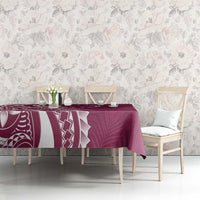 Kia Orana Cook Islands Tablecloth Maroon Plumeria Tropical Waves LT7 - Polynesian Pride