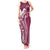 Kia Orana Cook Islands Tank Maxi Dress Maroon Plumeria Tropical Waves - Polynesian Pride