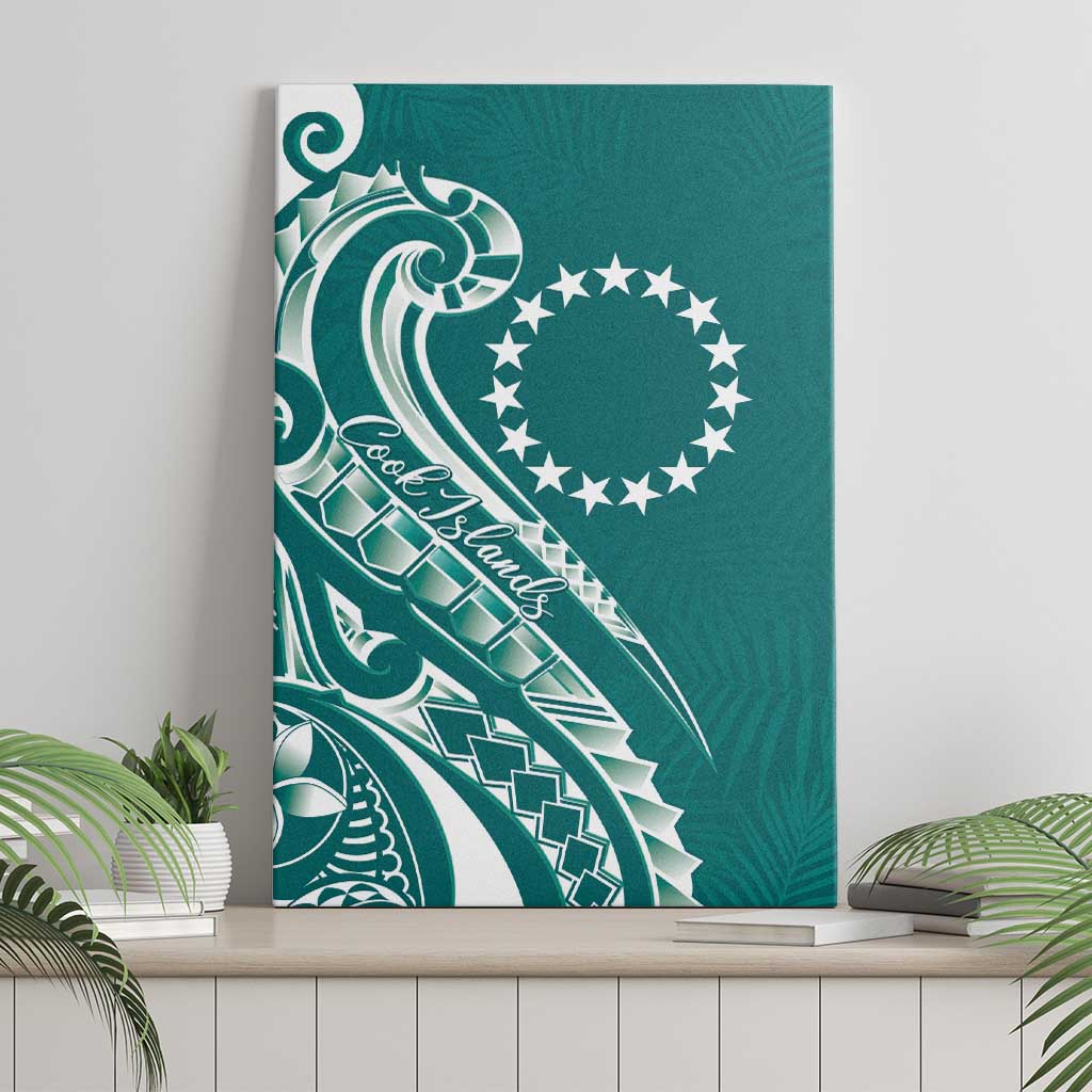 Kia Orana Cook Islands Canvas Wall Art Teal Plumeria Tropical Waves LT7 - Polynesian Pride