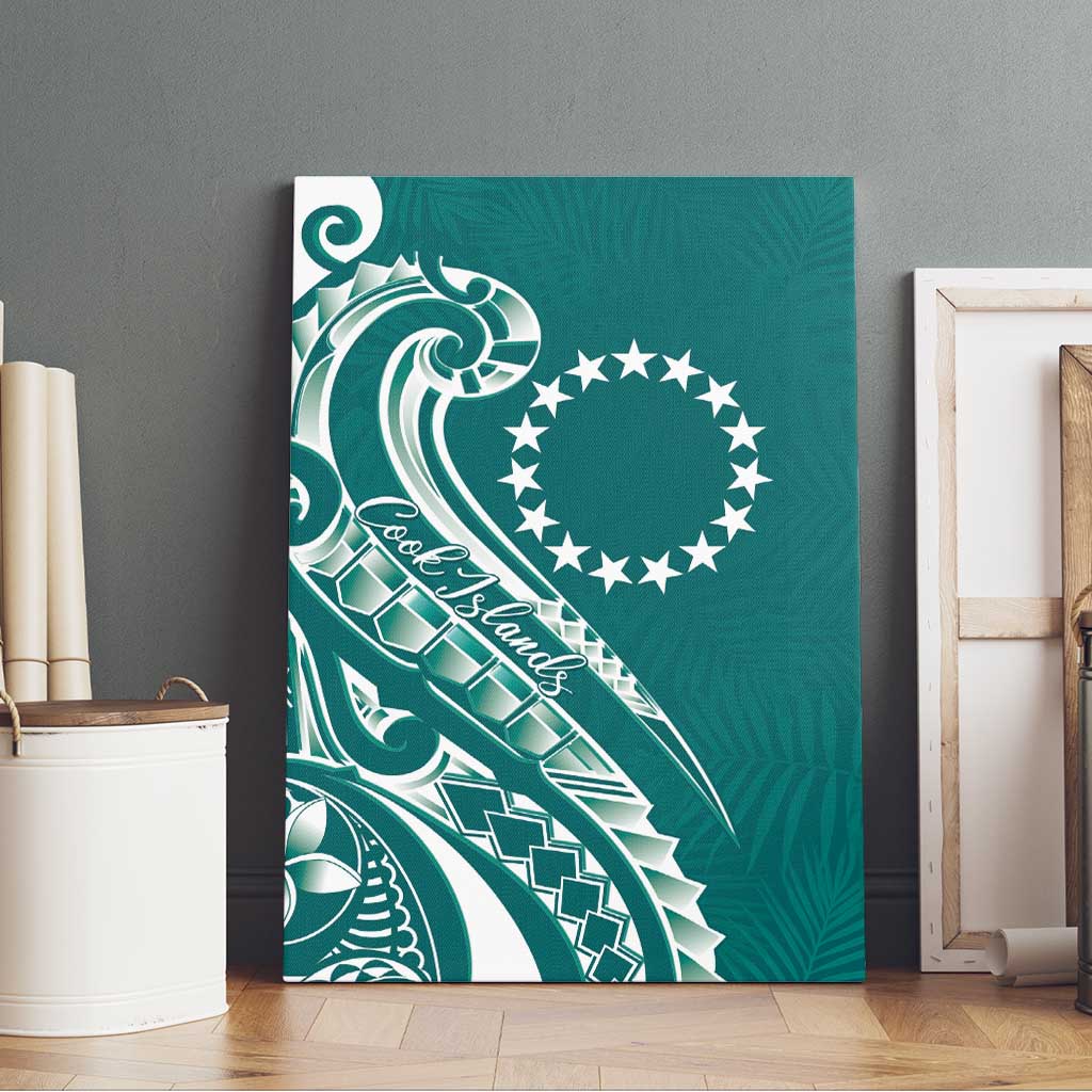 Kia Orana Cook Islands Canvas Wall Art Teal Plumeria Tropical Waves LT7 - Polynesian Pride