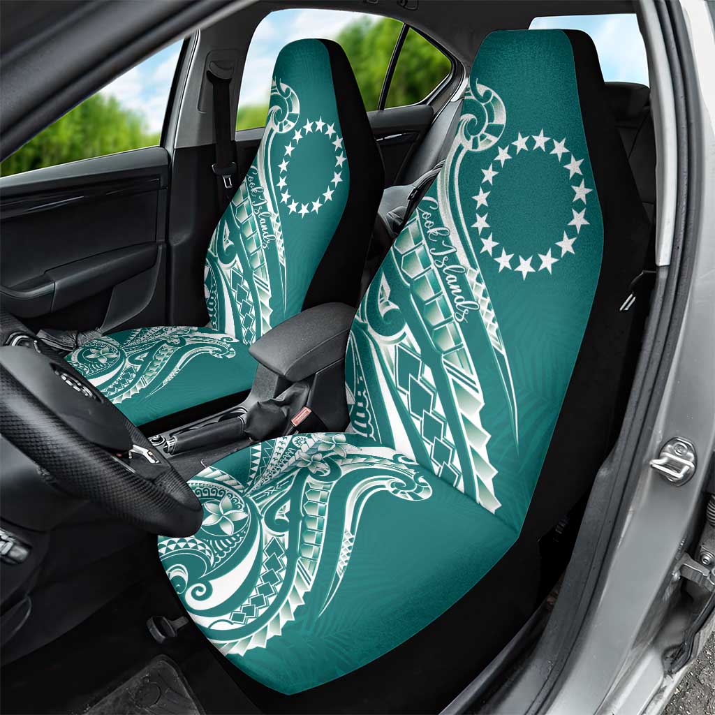 Kia Orana Cook Islands Car Seat Cover Teal Plumeria Tropical Waves - Polynesian Pride
