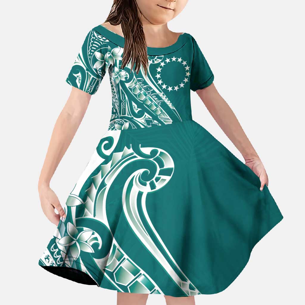 Kia Orana Cook Islands Family Matching Mermaid Dress and Hawaiian Shirt Teal Plumeria Tropical Waves - Polynesian Pride