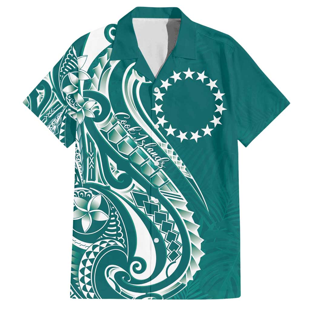 Kia Orana Cook Islands Family Matching Summer Maxi Dress and Hawaiian Shirt Teal Plumeria Tropical Waves - Polynesian Pride