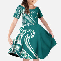 Kia Orana Cook Islands Family Matching Tank Maxi Dress and Hawaiian Shirt Teal Plumeria Tropical Waves - Polynesian Pride
