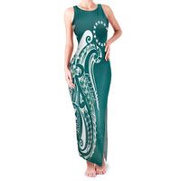 Kia Orana Cook Islands Family Matching Tank Maxi Dress and Hawaiian Shirt Teal Plumeria Tropical Waves - Polynesian Pride