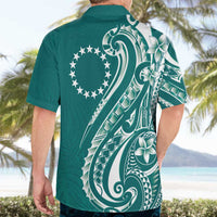 Kia Orana Cook Islands Hawaiian Shirt Teal Plumeria Tropical Waves LT7 - Polynesian Pride