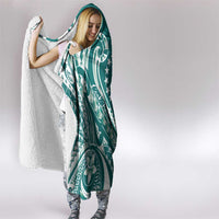 Kia Orana Cook Islands Hooded Blanket Teal Plumeria Tropical Waves - Polynesian Pride