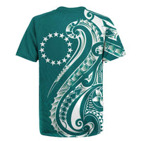 Kia Orana Cook Islands Rugby Jersey Teal Plumeria Tropical Waves LT7 - Polynesian Pride