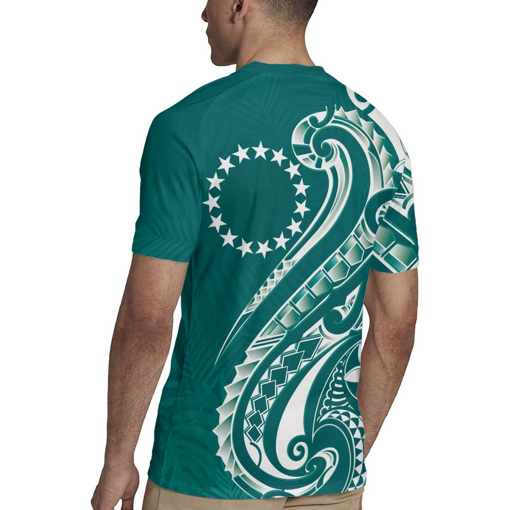 Kia Orana Cook Islands Rugby Jersey Teal Plumeria Tropical Waves LT7 - Polynesian Pride