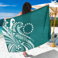 Kia Orana Cook Islands Sarong Teal Plumeria Tropical Waves - Polynesian Pride