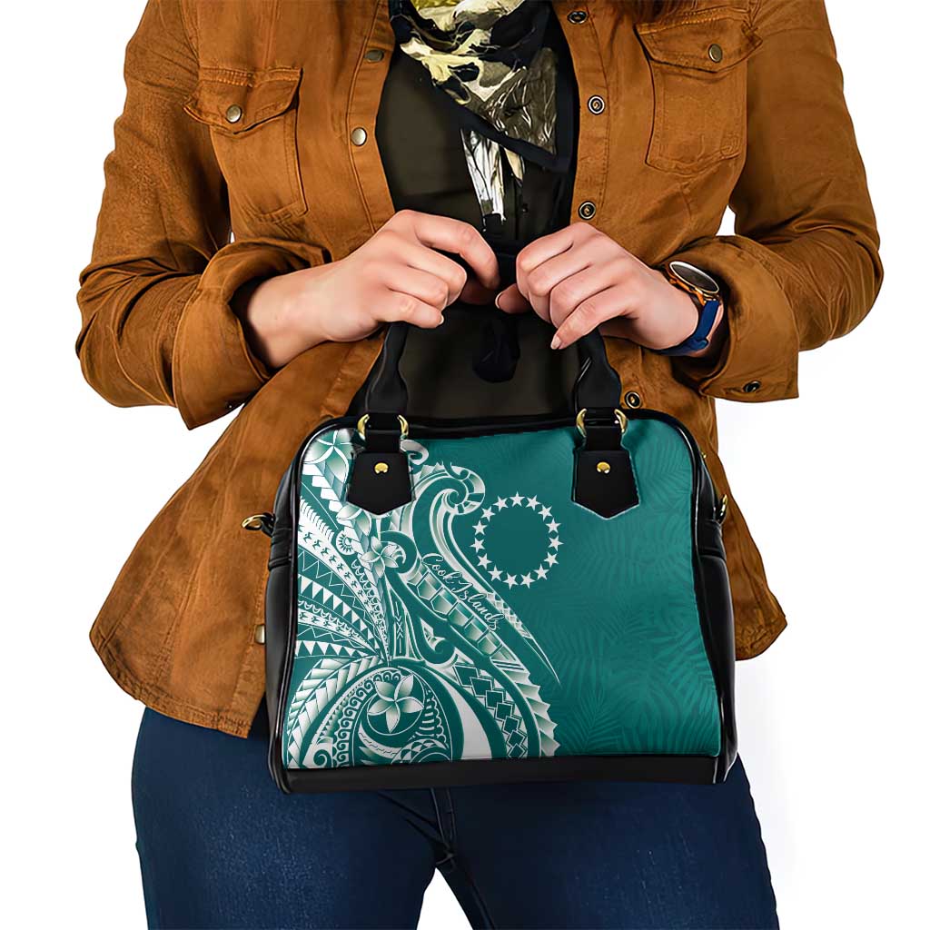 Kia Orana Cook Islands Shoulder Handbag Teal Plumeria Tropical Waves - Polynesian Pride