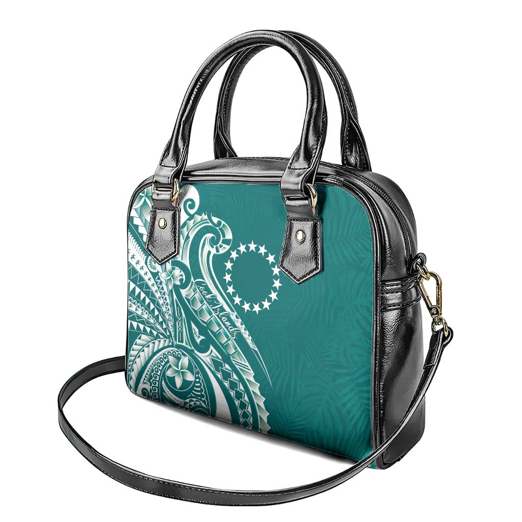 Kia Orana Cook Islands Shoulder Handbag Teal Plumeria Tropical Waves - Polynesian Pride