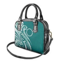 Kia Orana Cook Islands Shoulder Handbag Teal Plumeria Tropical Waves - Polynesian Pride