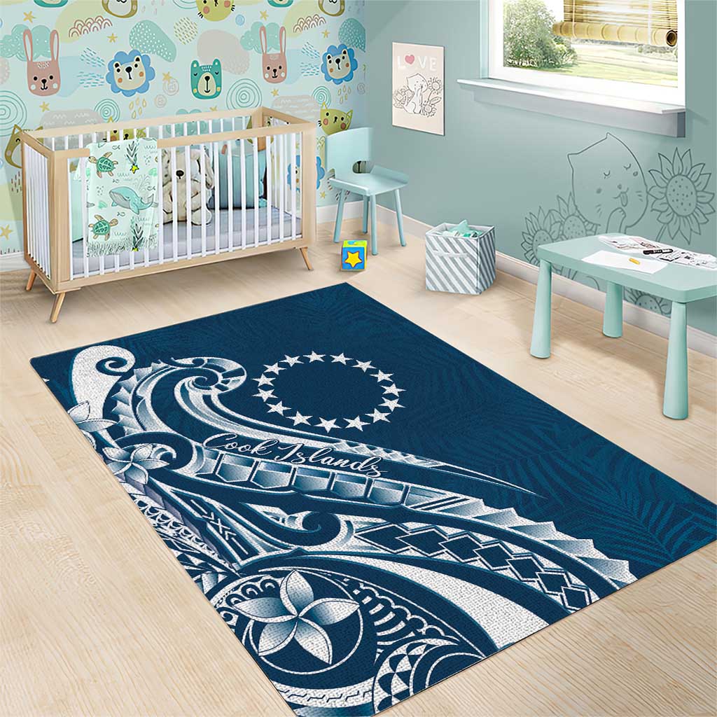 Kia Orana Cook Islands Area Rug Auika Plumeria Tropical Waves - Polynesian Pride