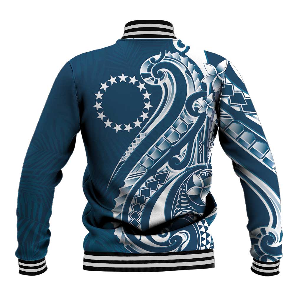 Kia Orana Cook Islands Baseball Jacket Auika Plumeria Tropical Waves LT7 - Polynesian Pride