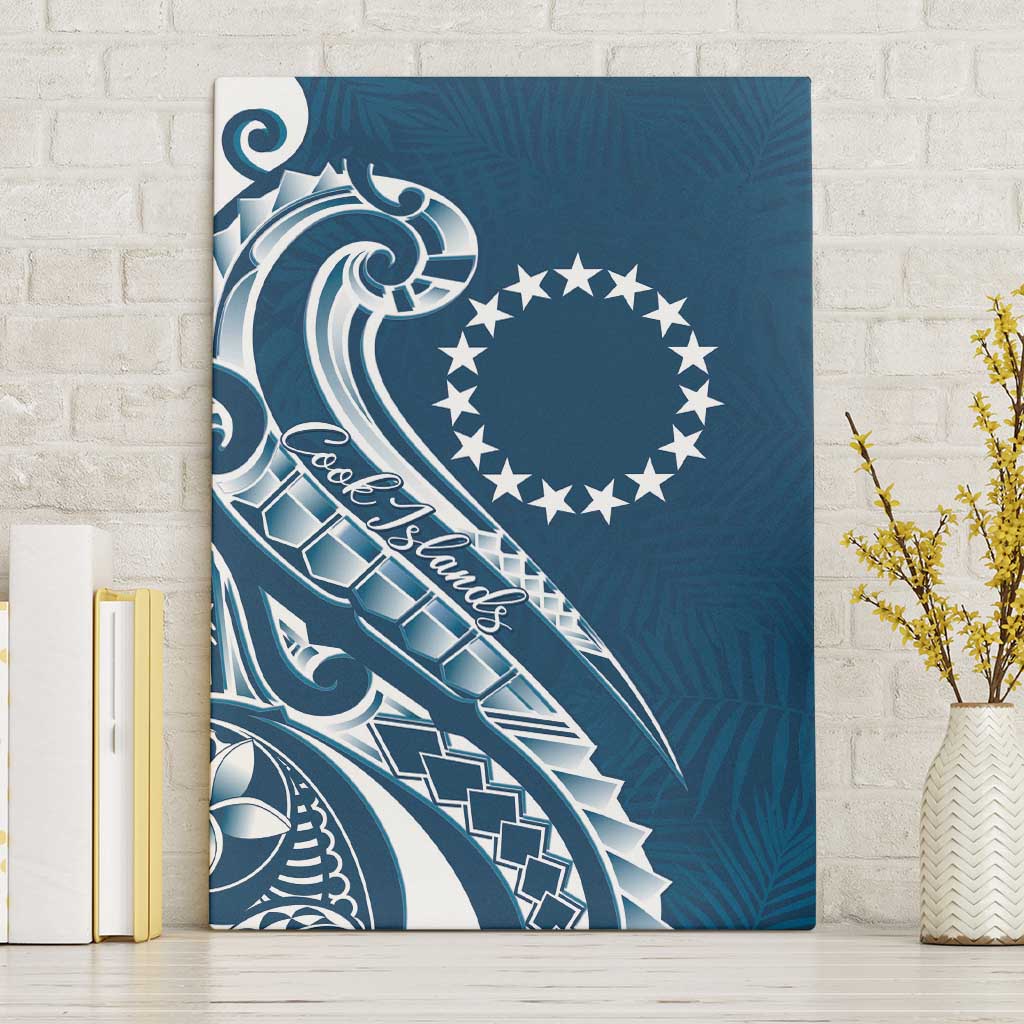 Kia Orana Cook Islands Canvas Wall Art Auika Plumeria Tropical Waves LT7 Without Frame Navy Blue - Polynesian Pride