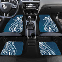 Kia Orana Cook Islands Car Mats Auika Plumeria Tropical Waves LT7 Set 4pcs Navy Blue - Polynesian Pride