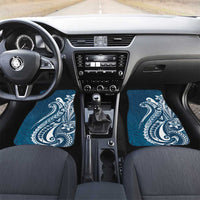 Kia Orana Cook Islands Car Mats Auika Plumeria Tropical Waves LT7 Set 2pcs - Front Navy Blue - Polynesian Pride