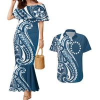 Kia Orana Cook Islands Couples Matching Mermaid Dress and Hawaiian Shirt Auika Plumeria Tropical Waves - Polynesian Pride