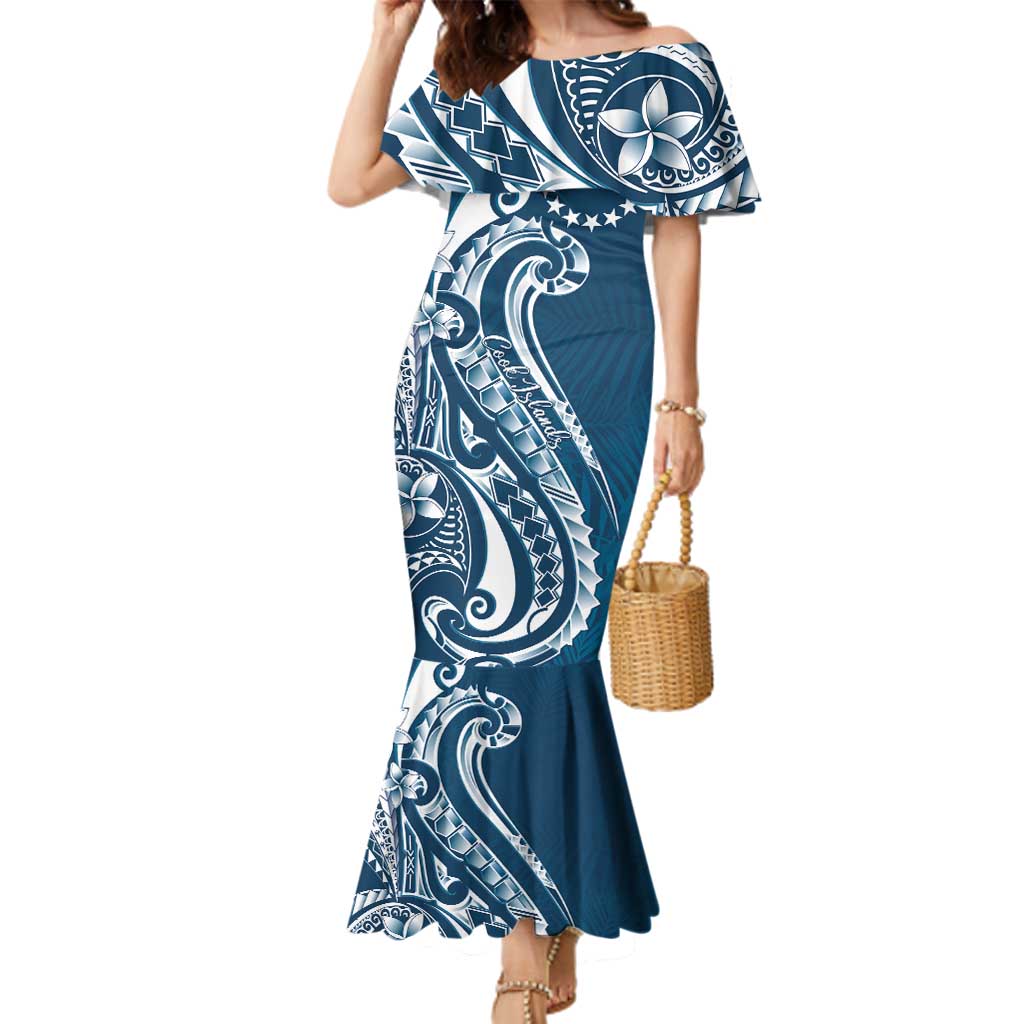 Kia Orana Cook Islands Family Matching Mermaid Dress and Hawaiian Shirt Auika Plumeria Tropical Waves - Polynesian Pride