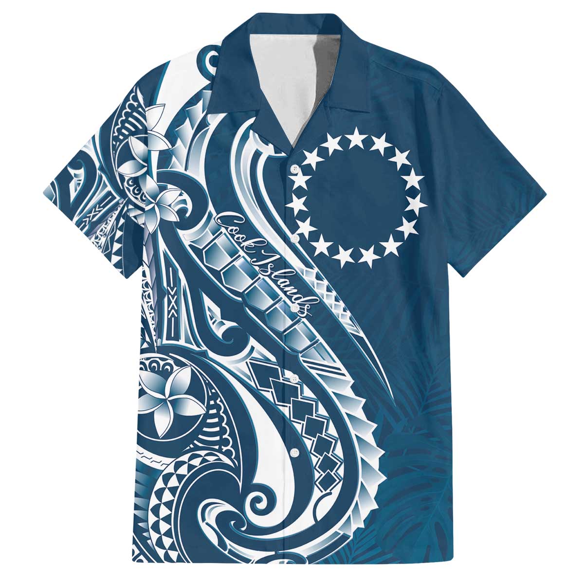 Kia Orana Cook Islands Family Matching Off The Shoulder Long Sleeve Dress and Hawaiian Shirt Auika Plumeria Tropical Waves - Polynesian Pride