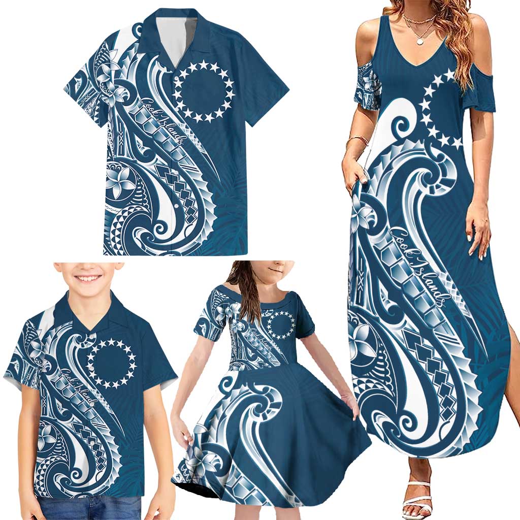 Kia Orana Cook Islands Family Matching Summer Maxi Dress and Hawaiian Shirt Auika Plumeria Tropical Waves LT7 - Polynesian Pride