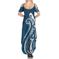 Kia Orana Cook Islands Family Matching Summer Maxi Dress and Hawaiian Shirt Auika Plumeria Tropical Waves - Polynesian Pride