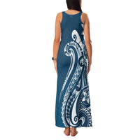 Kia Orana Cook Islands Family Matching Tank Maxi Dress and Hawaiian Shirt Auika Plumeria Tropical Waves - Polynesian Pride