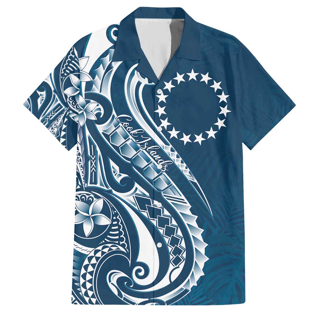 Kia Orana Cook Islands Hawaiian Shirt Auika Plumeria Tropical Waves LT7 Navy Blue - Polynesian Pride