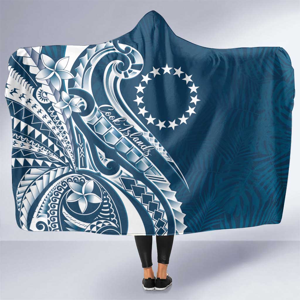 Kia Orana Cook Islands Hooded Blanket Auika Plumeria Tropical Waves - Polynesian Pride
