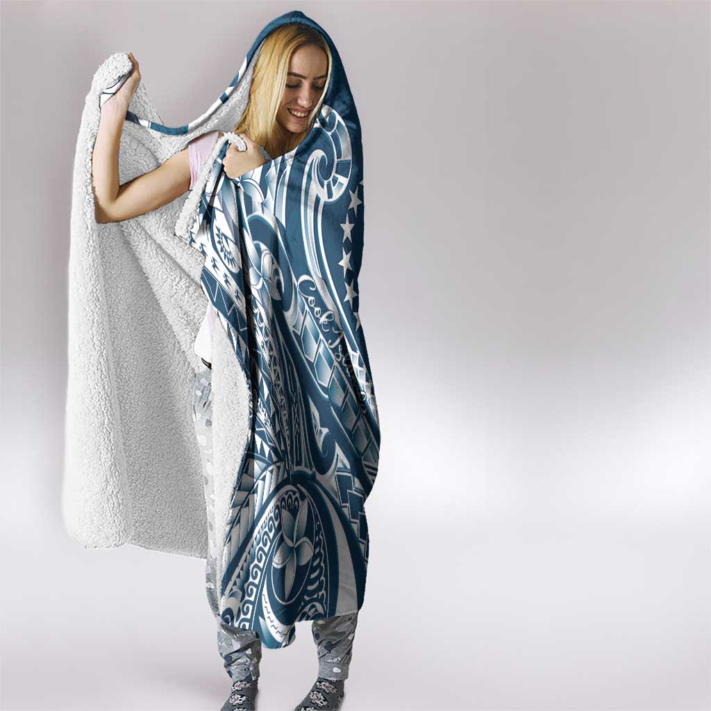 Kia Orana Cook Islands Hooded Blanket Auika Plumeria Tropical Waves - Polynesian Pride