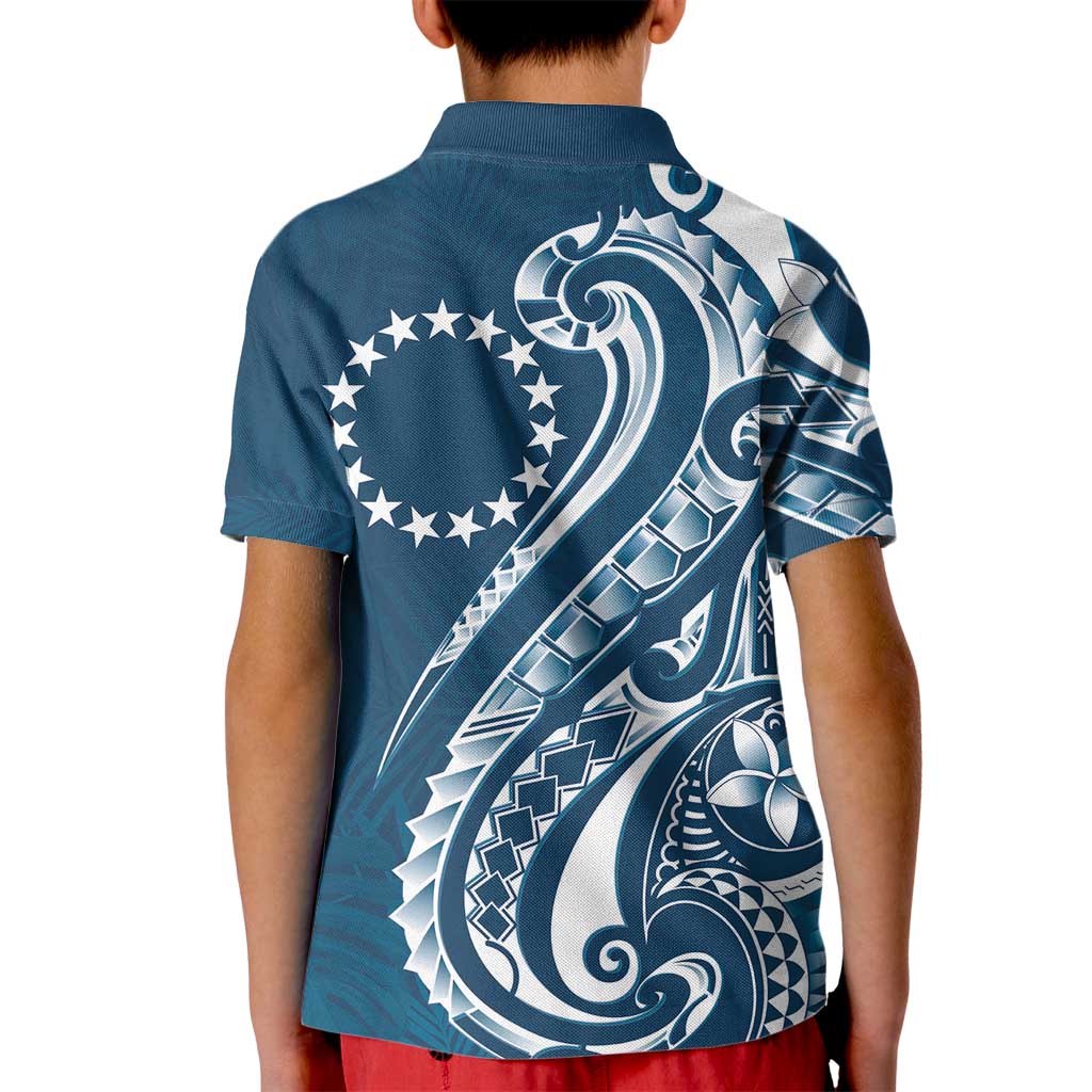 Kia Orana Cook Islands Kid Polo Shirt Auika Plumeria Tropical Waves - Polynesian Pride
