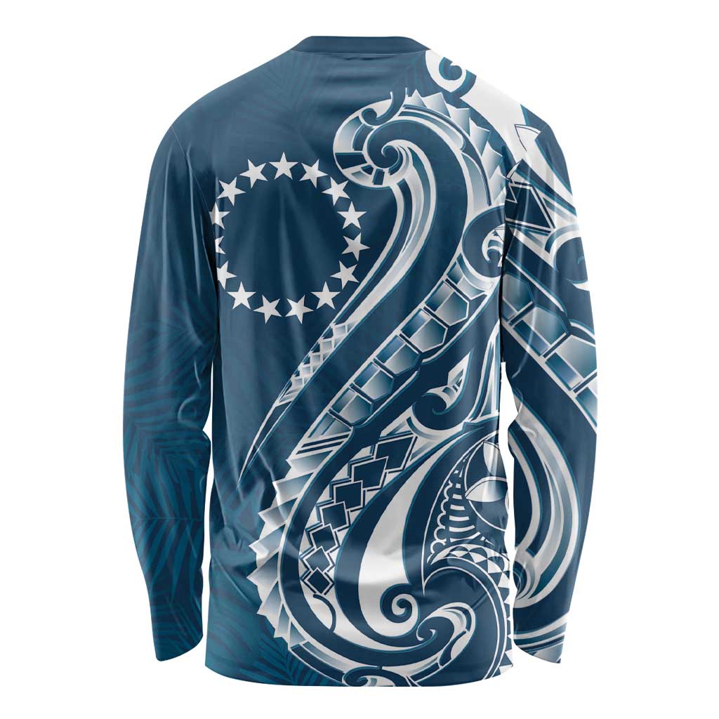 Kia Orana Cook Islands Long Sleeve Shirt Auika Plumeria Tropical Waves LT7 - Polynesian Pride