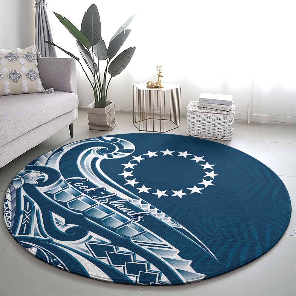 Kia Orana Cook Islands Round Carpet Auika Plumeria Tropical Waves - Polynesian Pride