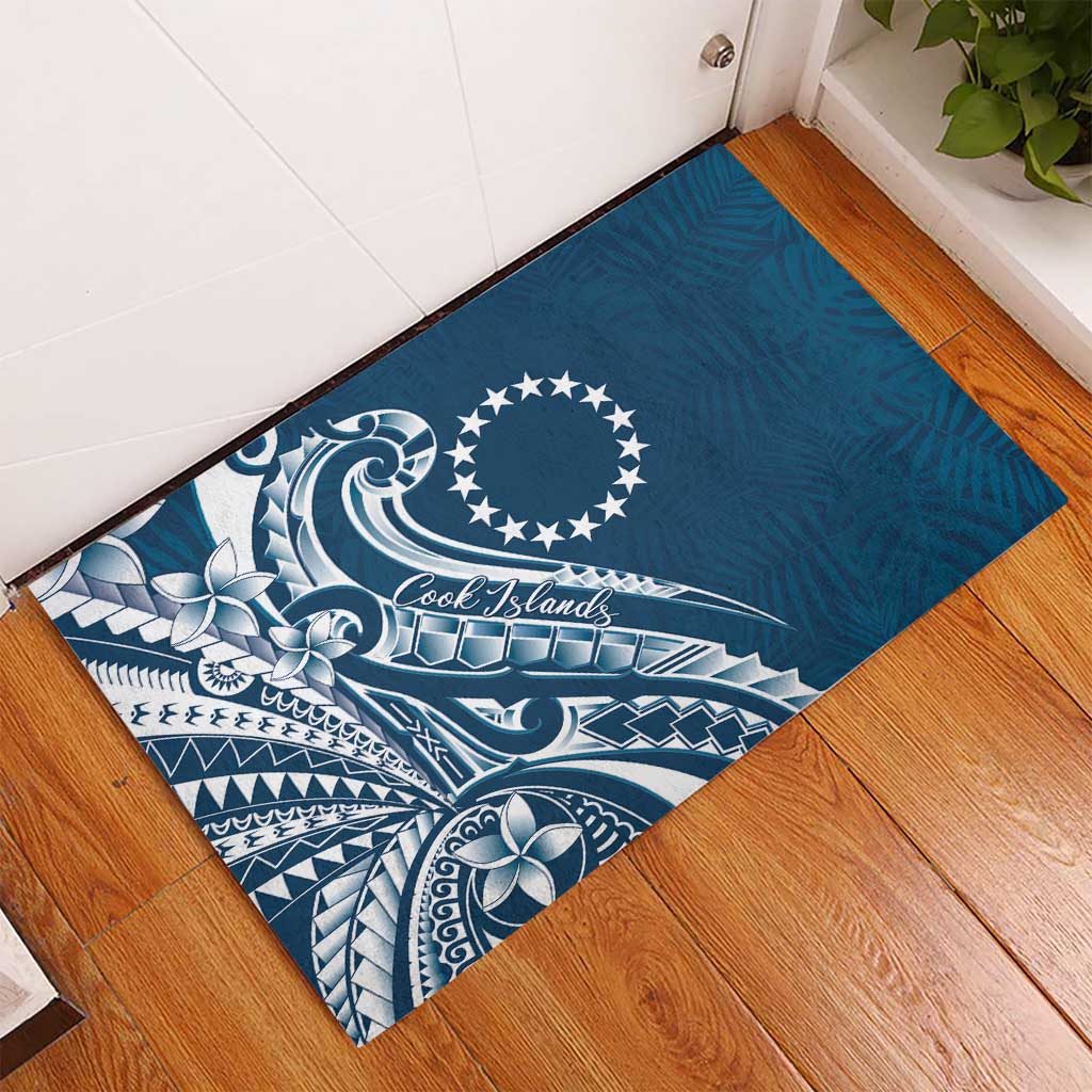 Kia Orana Cook Islands Rubber Doormat Auika Plumeria Tropical Waves LT7 - Polynesian Pride