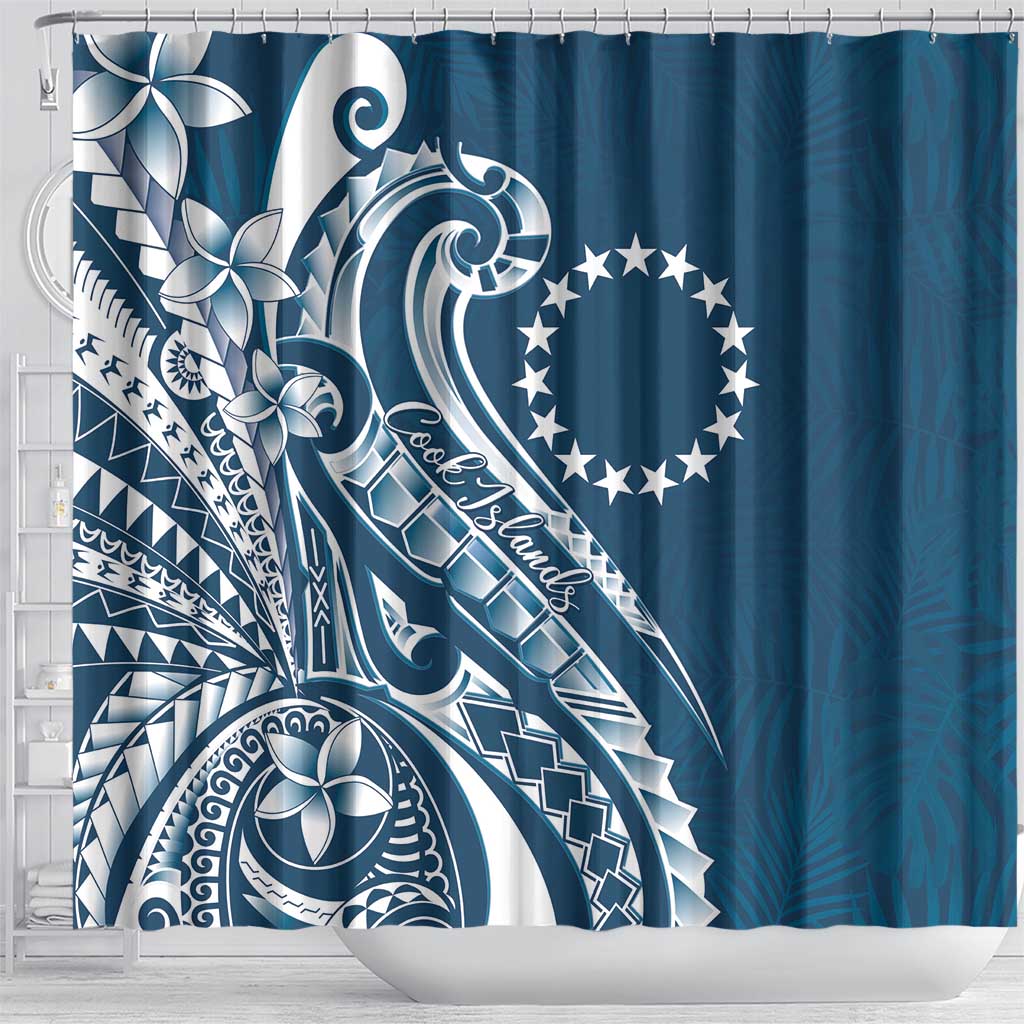 Kia Orana Cook Islands Shower Curtain Auika Plumeria Tropical Waves - Polynesian Pride
