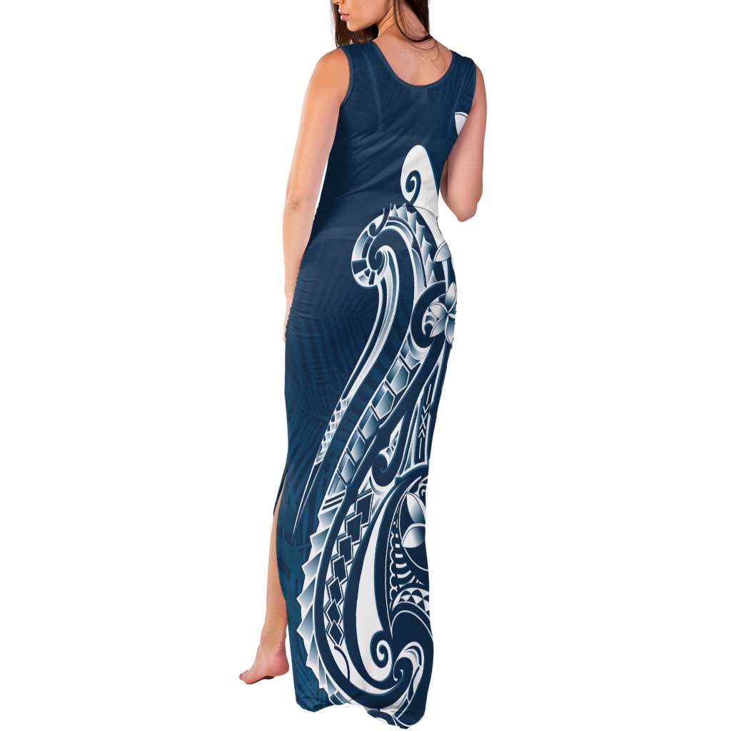 Kia Orana Cook Islands Tank Maxi Dress Auika Plumeria Tropical Waves - Polynesian Pride