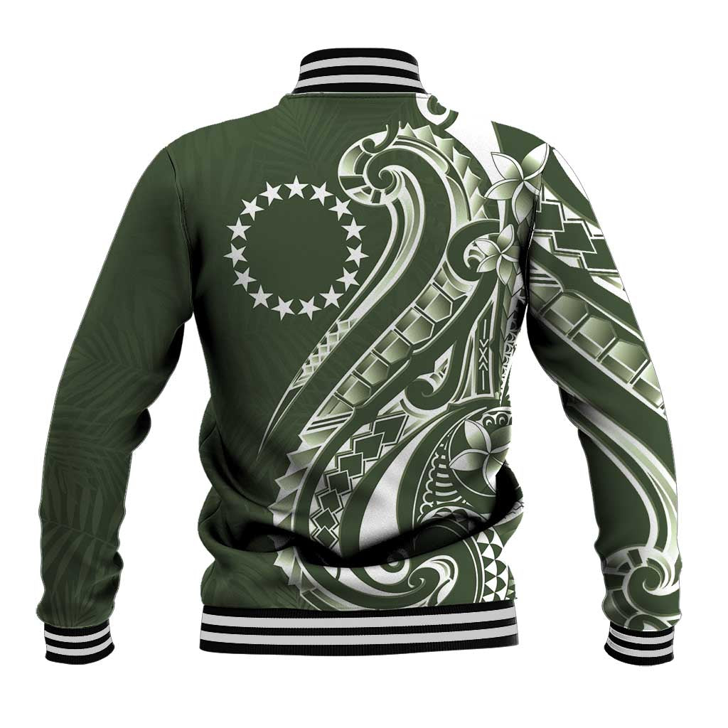 Kia Orana Cook Islands Baseball Jacket Matie Plumeria Tropical Waves LT7 - Polynesian Pride