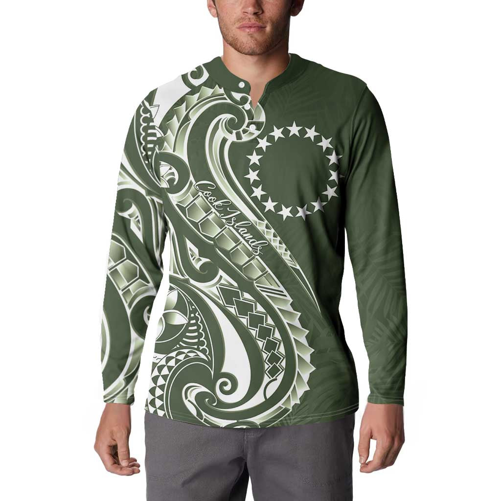 Kia Orana Cook Islands Button Sweatshirt Matie Plumeria Tropical Waves LT7 - Polynesian Pride