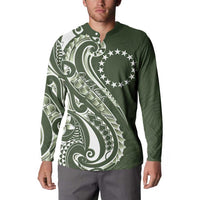 Kia Orana Cook Islands Button Sweatshirt Matie Plumeria Tropical Waves LT7 - Polynesian Pride