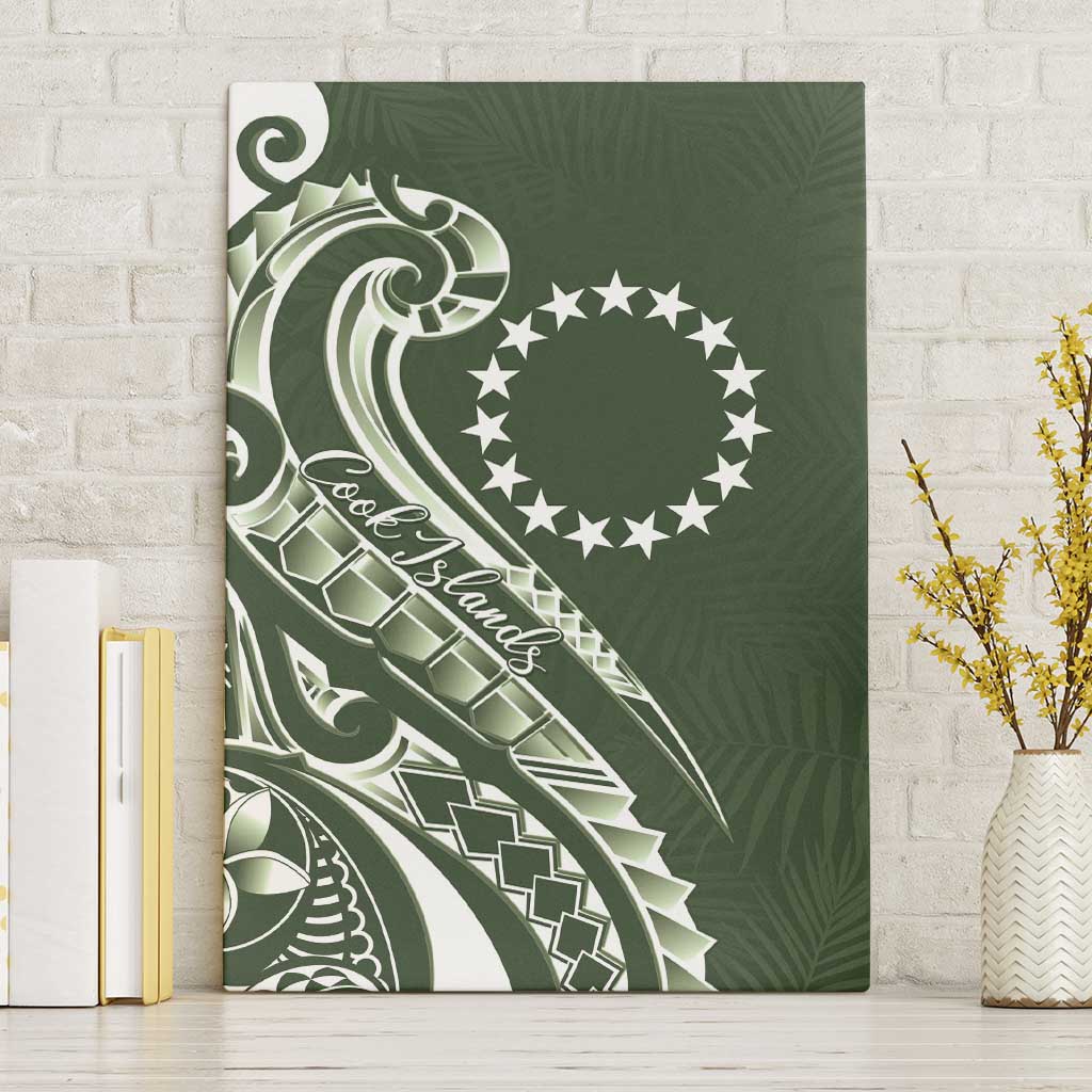 Kia Orana Cook Islands Canvas Wall Art Matie Plumeria Tropical Waves LT7 Without Frame Sage Green - Polynesian Pride