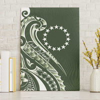 Kia Orana Cook Islands Canvas Wall Art Matie Plumeria Tropical Waves LT7 Without Frame Sage Green - Polynesian Pride