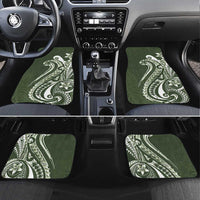 Kia Orana Cook Islands Car Mats Matie Plumeria Tropical Waves LT7 Set 4pcs Sage Green - Polynesian Pride