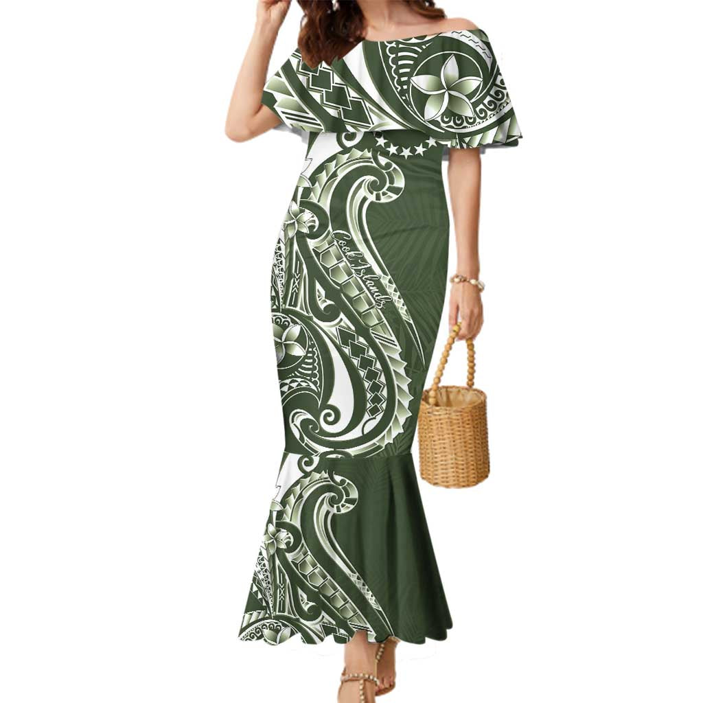 Kia Orana Cook Islands Family Matching Mermaid Dress and Hawaiian Shirt Matie Plumeria Tropical Waves - Polynesian Pride