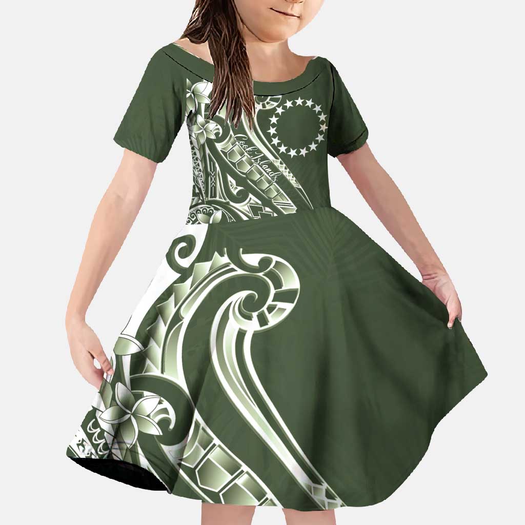 Kia Orana Cook Islands Family Matching Off Shoulder Maxi Dress and Hawaiian Shirt Matie Plumeria Tropical Waves - Polynesian Pride