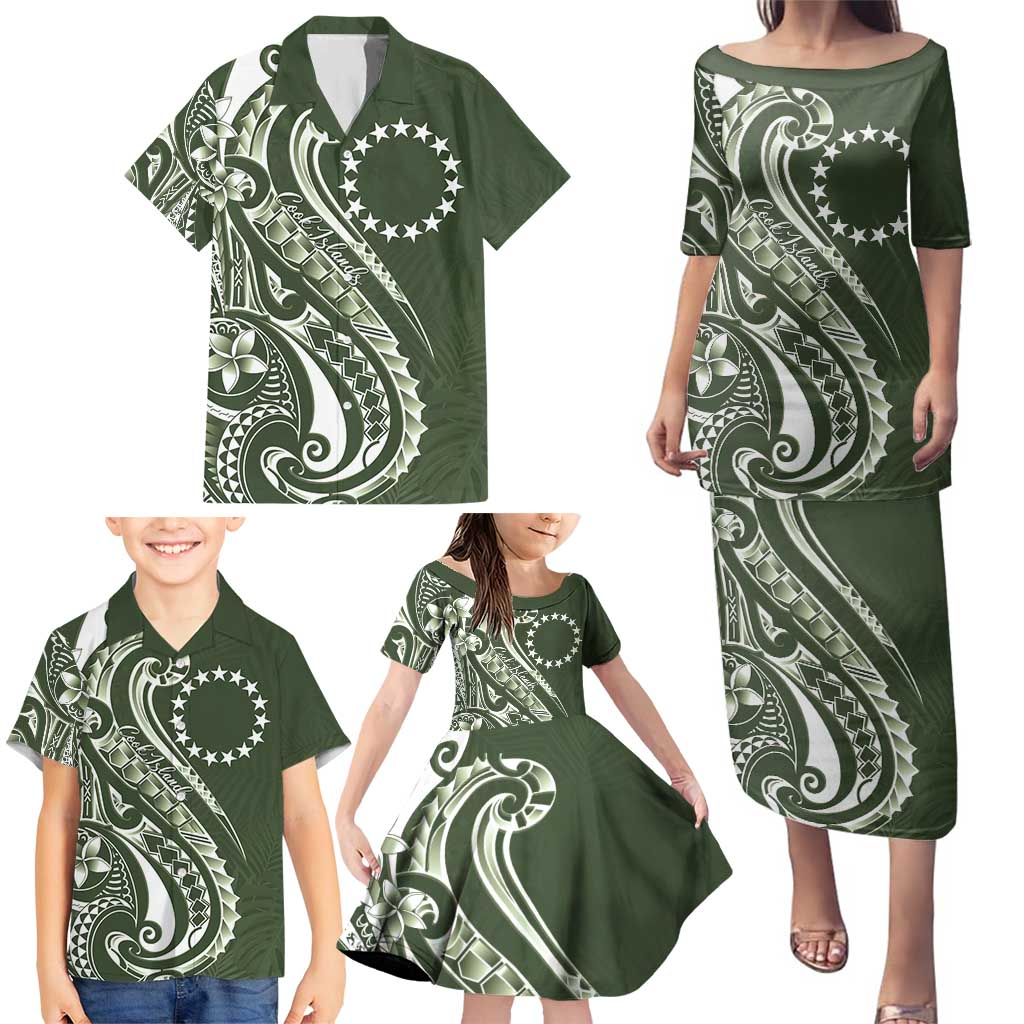 Kia Orana Cook Islands Family Matching Puletasi and Hawaiian Shirt Matie Plumeria Tropical Waves - Polynesian Pride