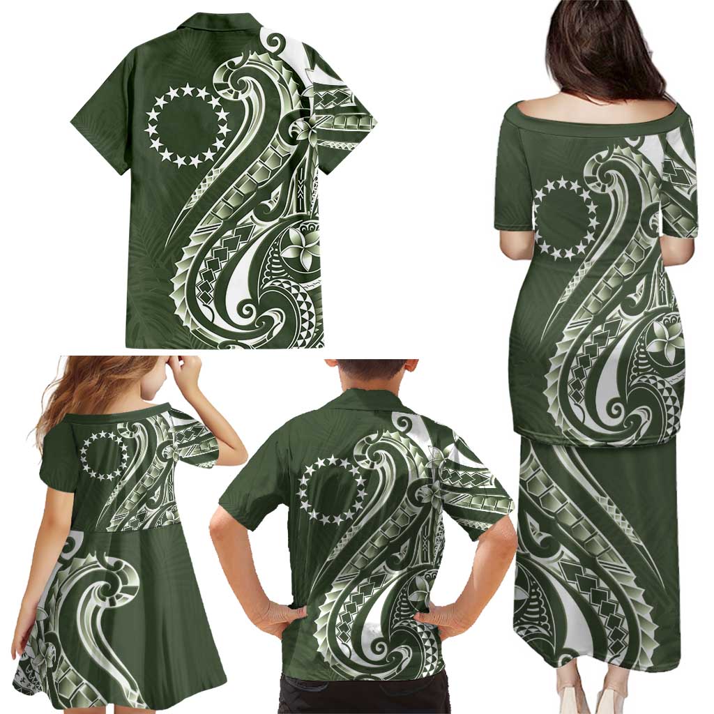 Kia Orana Cook Islands Family Matching Puletasi and Hawaiian Shirt Matie Plumeria Tropical Waves - Polynesian Pride